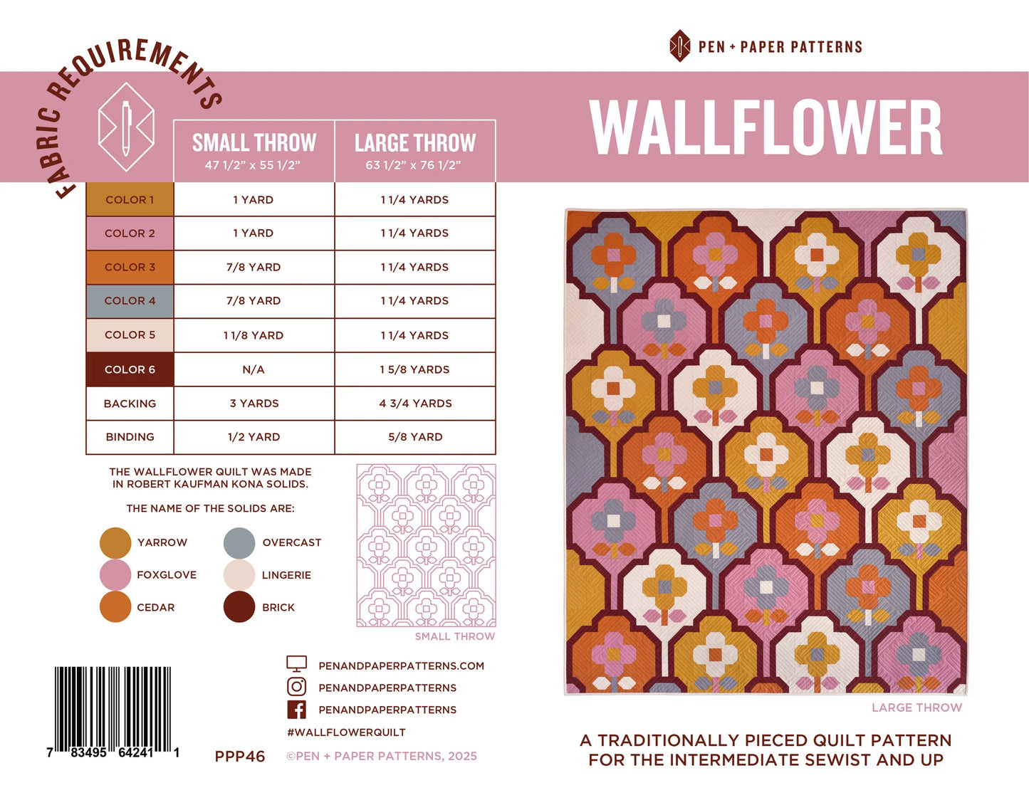 Wallflower Quilt Pattern Pen and Paper