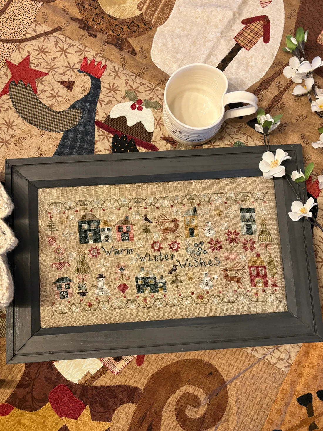 Warm Winter Wishes at Cranberry Manor Cross Stitch Pattern Pansy Patch Quilts and Stitchery