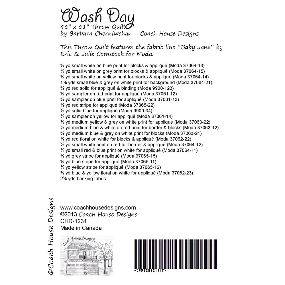 Wash Day Quilt Pattern by Coach House Designs