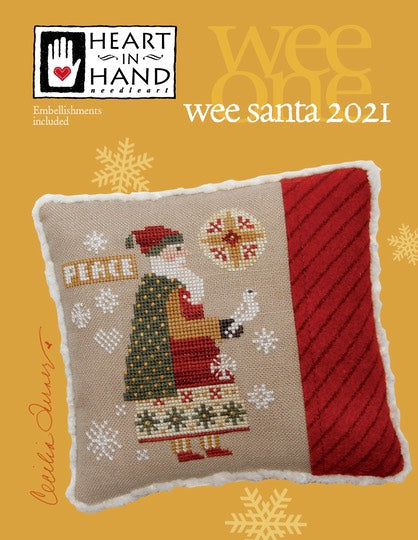Wee Santa 2021 Cross Stitch Pattern Heart in Hand
