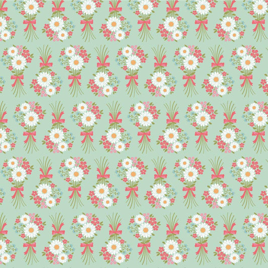 Homestead Flower Bouquet Mint PH23424 by Prairie Sisters for Poppie Cotton (sold in 25cm increments)