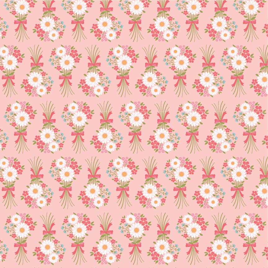 Homestead Flower Bouquet Pink PH23425 by Prairie Sisters for Poppie Cotton (sold in 25cm increments)