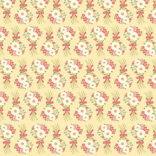 Homestead Flower Bouquet Yellow PH23426 by Prairie Sisters for Poppie Cotton (sold in 25cm increments)