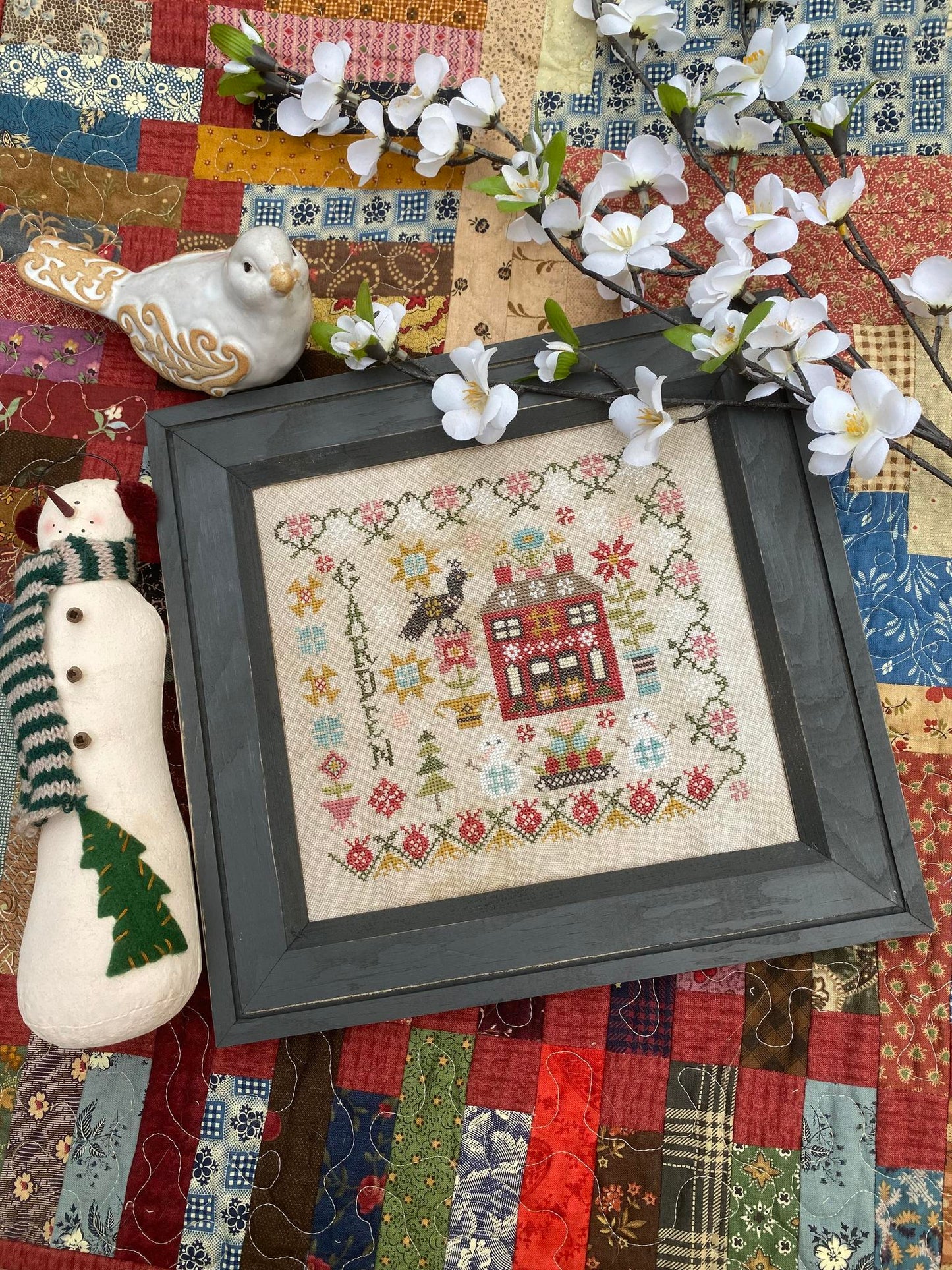 Winter Garden at Cranberry Manor Cross Stitch Pattern Pansy Patch Quilts and Stitchery