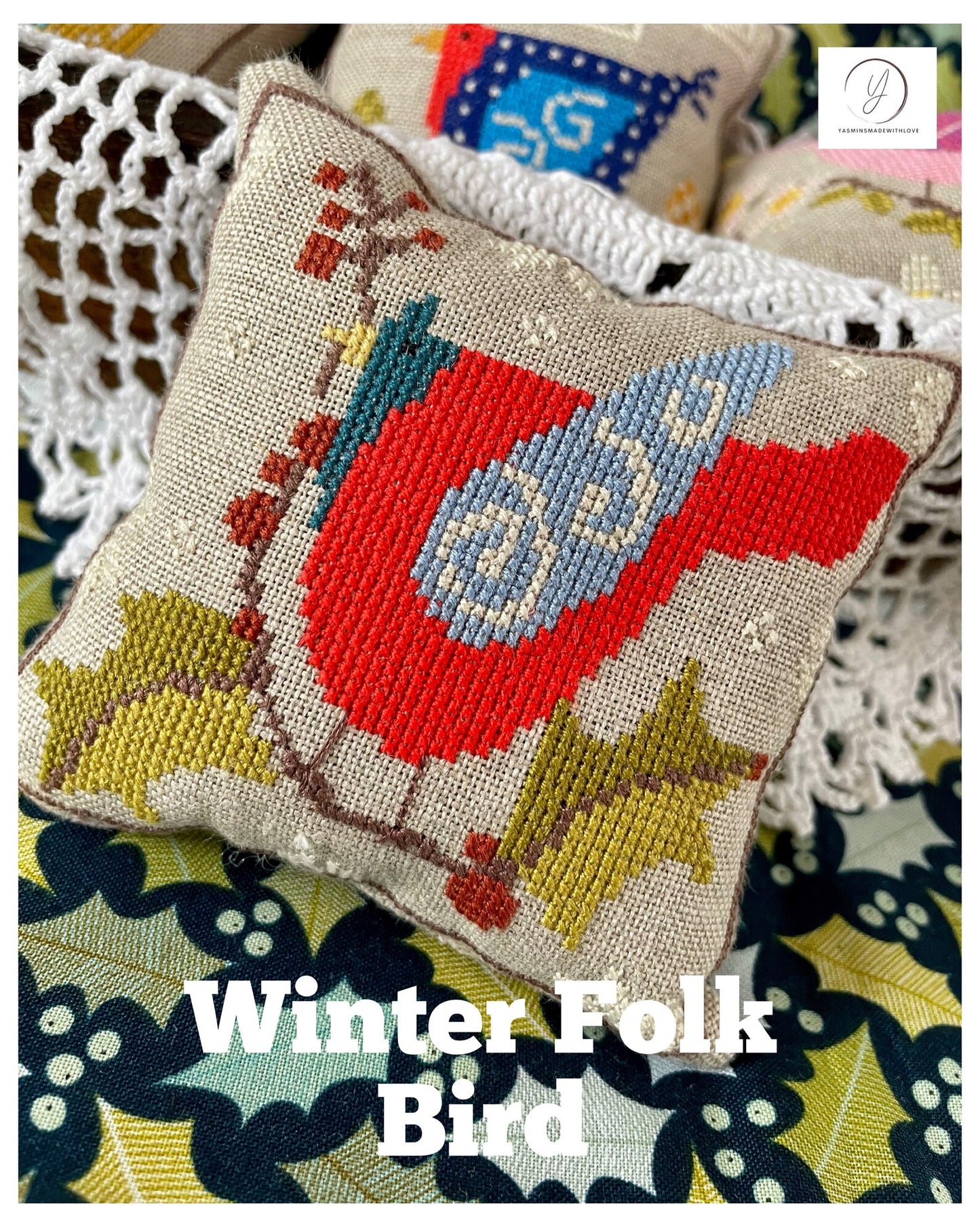 Winter Folk Bird Cross Stitch Pattern by Yasmins Made With Love