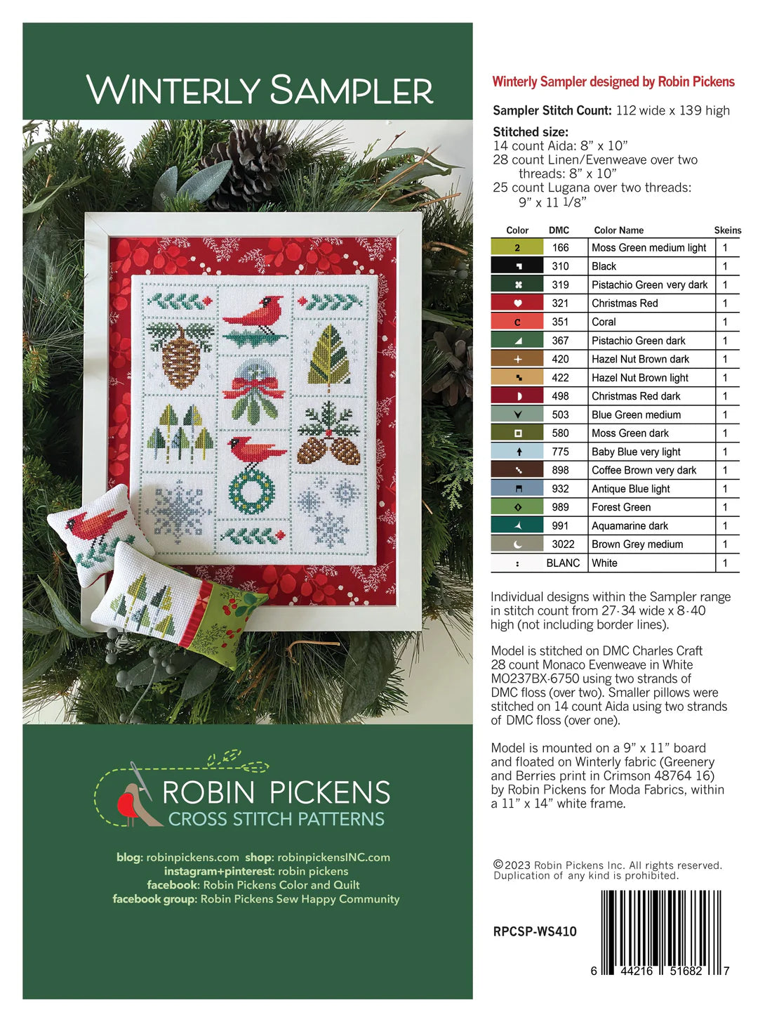 Winterly Sampler Cross Stitch Pattern by Robin Pickens
