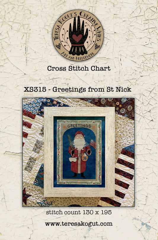 Greetings from St Nick Cross stitch pattern by Teresa Kogut