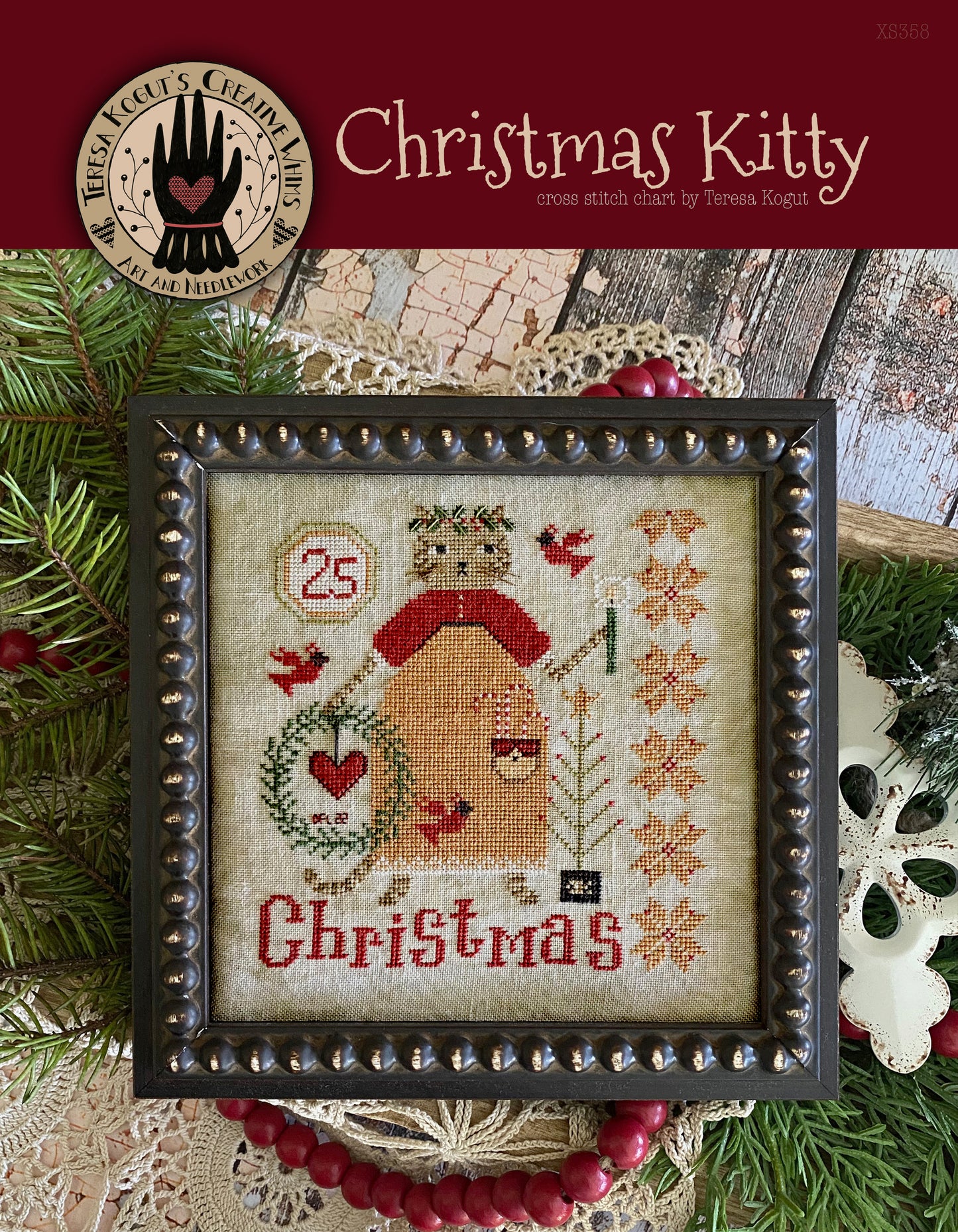 Christmas Kitty Cross stitch pattern by Teresa Kogut