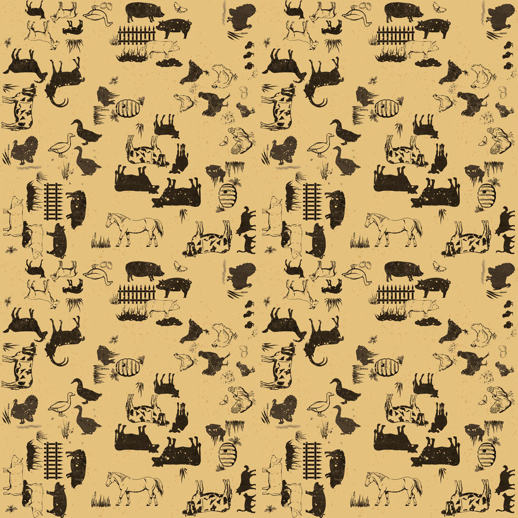 Homesteading Animals Gold Y4607-68 by Dan Dipaolo for Clothworks Fabrics (sold in 25cm increments)