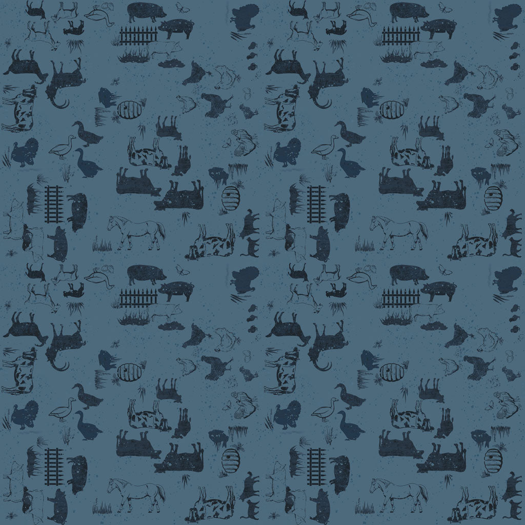 Homesteading Animals Denim Y4607-88 by Dan Dipaolo for Clothworks Fabrics (sold in 25cm increments)