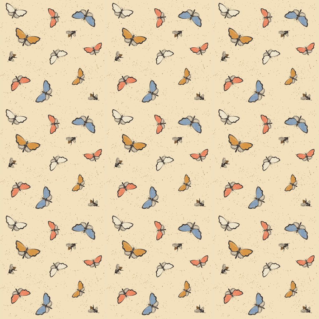 Homesteading Butterflies Pale Gold Y4609-130 by Dan Dipaolo for Clothworks Fabrics (sold in 25cm increments)