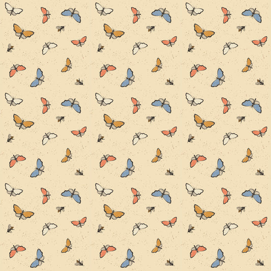 Homesteading Butterflies Pale Gold Y4609-130 by Dan Dipaolo for Clothworks Fabrics (sold in 25cm increments)