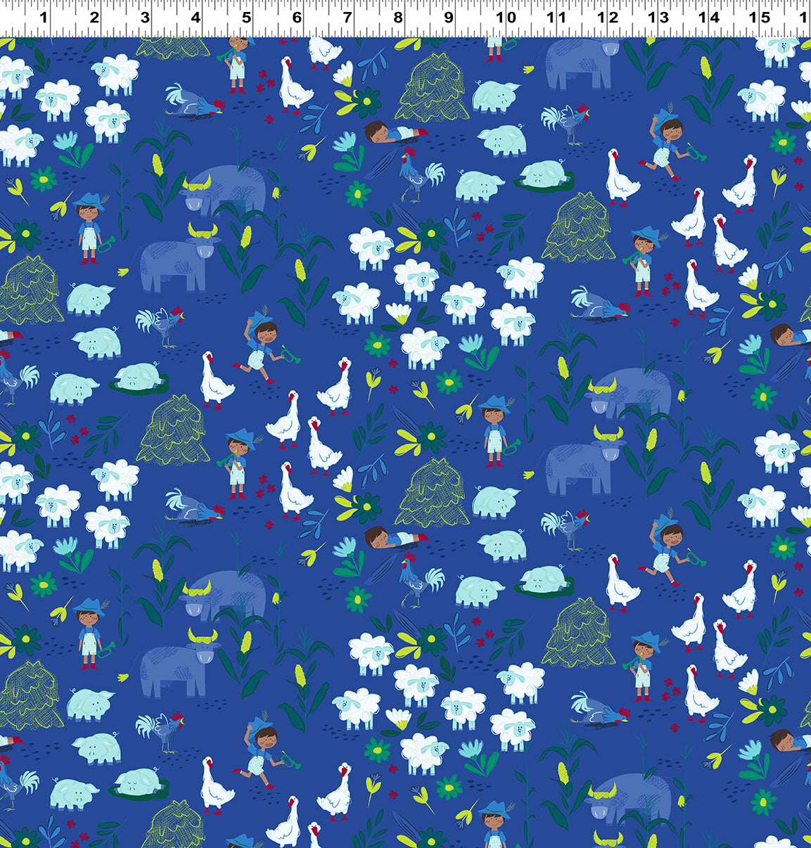 Little Boy Blue Main Print Royal Blue Y4637-31 by Meags and Me for Clothworks Fabrics (sold in 25cm increments)