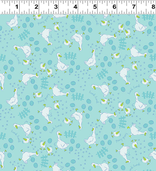 Little Boy Blue Wild Goose Chase Aqua Y4641-33 by Meags and Me for Clothworks Fabrics (sold in 25cm increments)