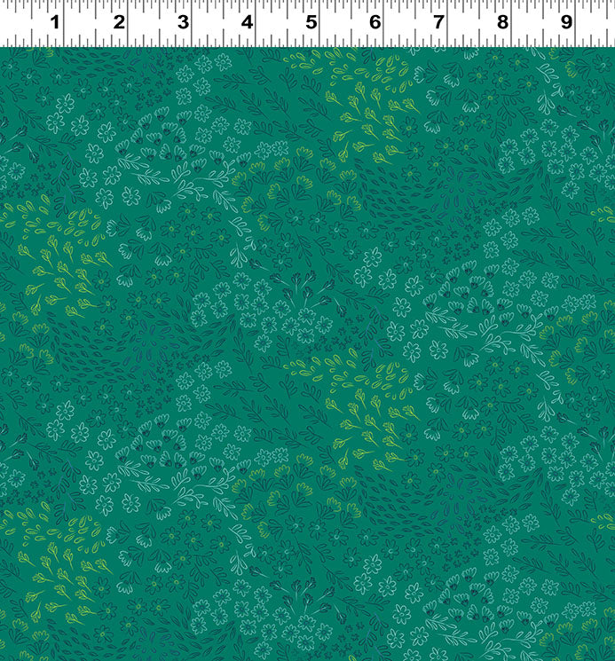 Little Boy Blue Mini Floral Dark Green Y4642-22 by Meags and Me for Clothworks Fabrics (sold in 25cm increments)