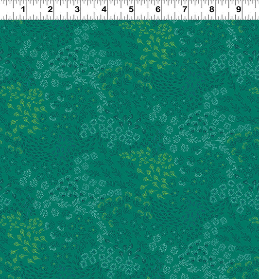 Little Boy Blue Mini Floral Dark Green Y4642-22 by Meags and Me for Clothworks Fabrics (sold in 25cm increments)