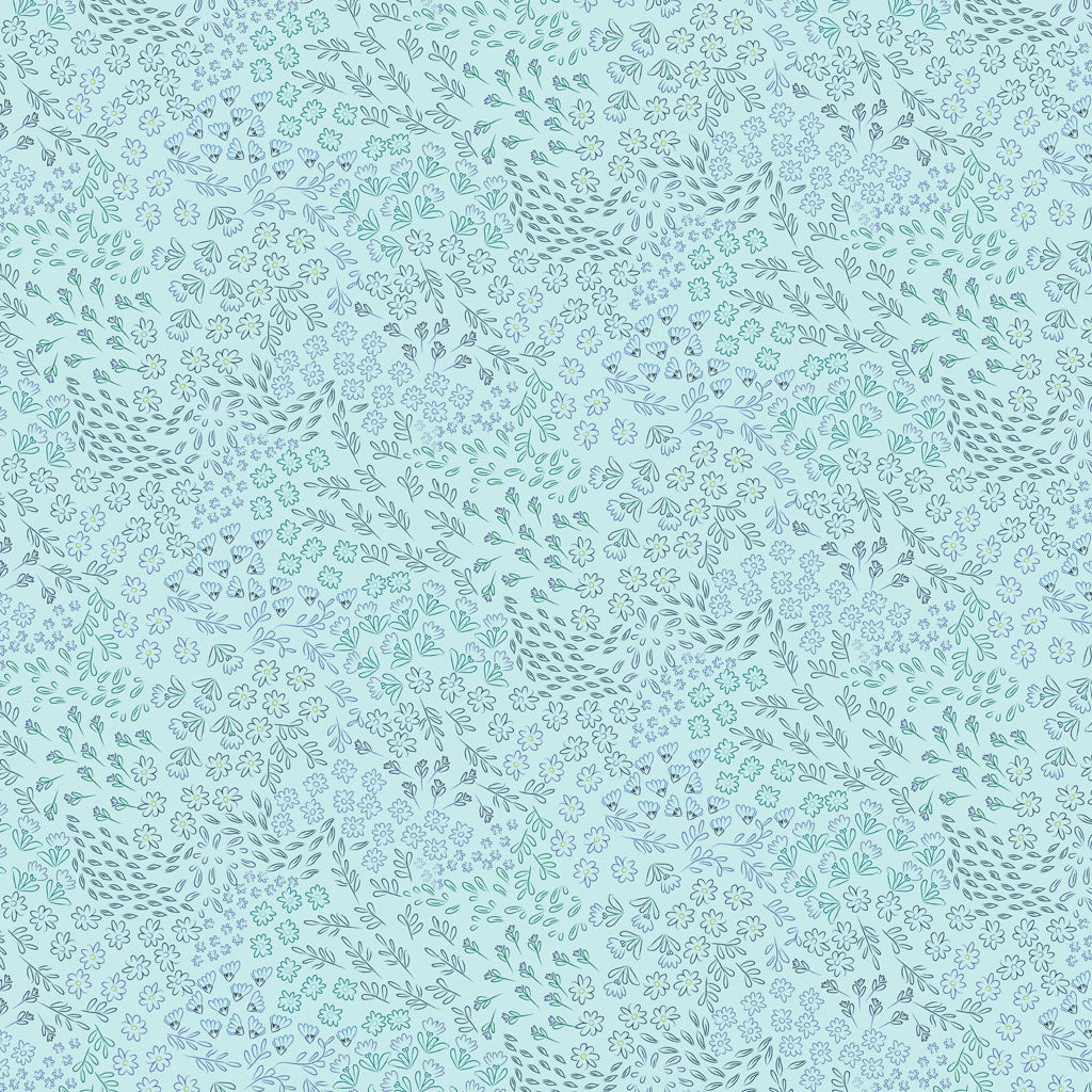 Little Boy Blue Mini Floral Light Teal Y4642-103 by Meags and Me for Clothworks Fabrics (sold in 25cm increments)
