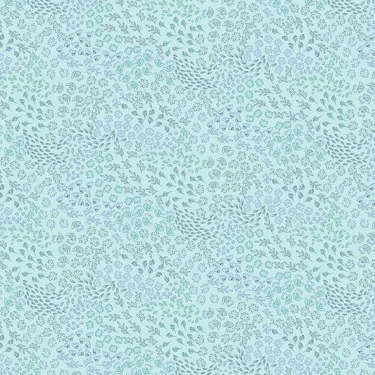 Little Boy Blue Mini Floral Light Teal Y4642-103 by Meags and Me for Clothworks Fabrics (sold in 25cm increments)