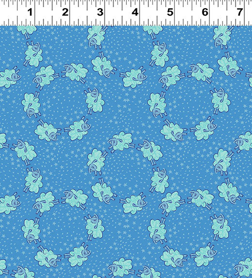 Little Boy Blue Counting Sheep Blue Y4643-90 by Meags and Me for Clothworks Fabrics (sold in 25cm increments)