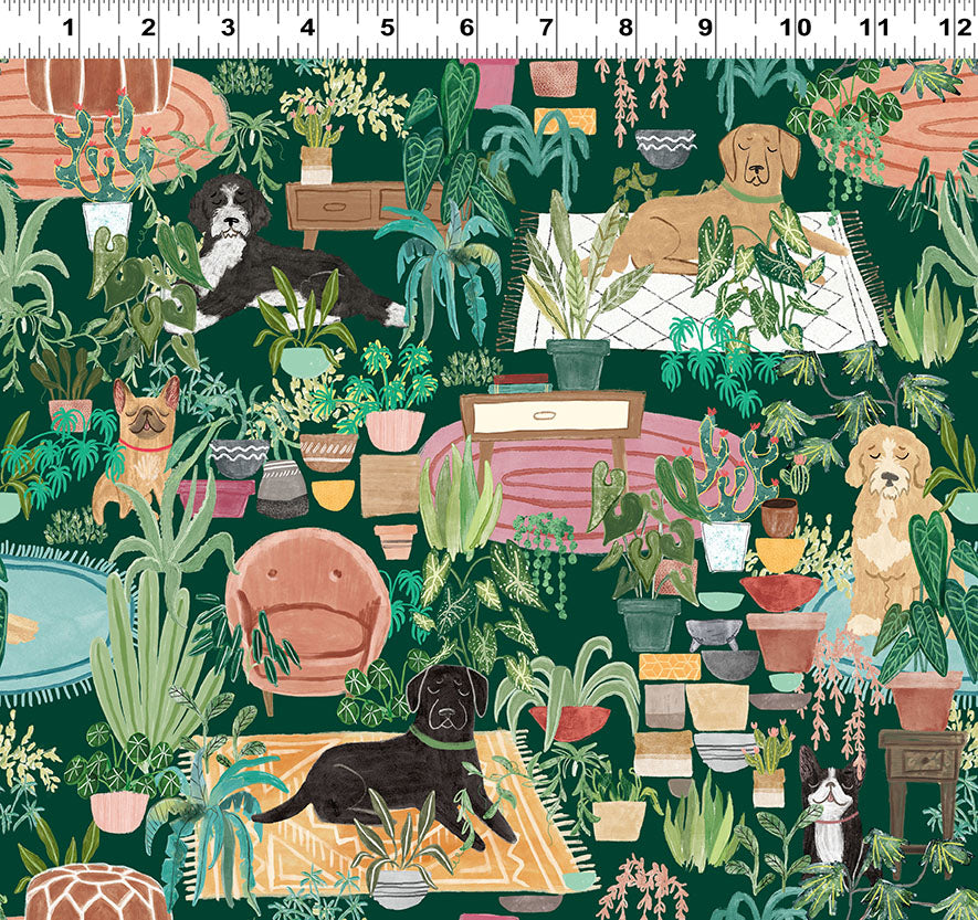 Homebodies Digital Hidden Dogs Forest Y4663-113 by Mary Urban for Clothworks Fabrics (sold in 25cm increments)