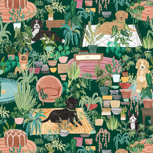 Homebodies Digital Hidden Dogs Forest Y4663-113 by Mary Urban for Clothworks Fabrics (sold in 25cm increments)