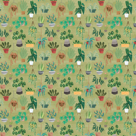 Homebodies Digital Plants Olive Y4668-24 by Mary Urban for Clothworks Fabrics (sold in 25cm increments)