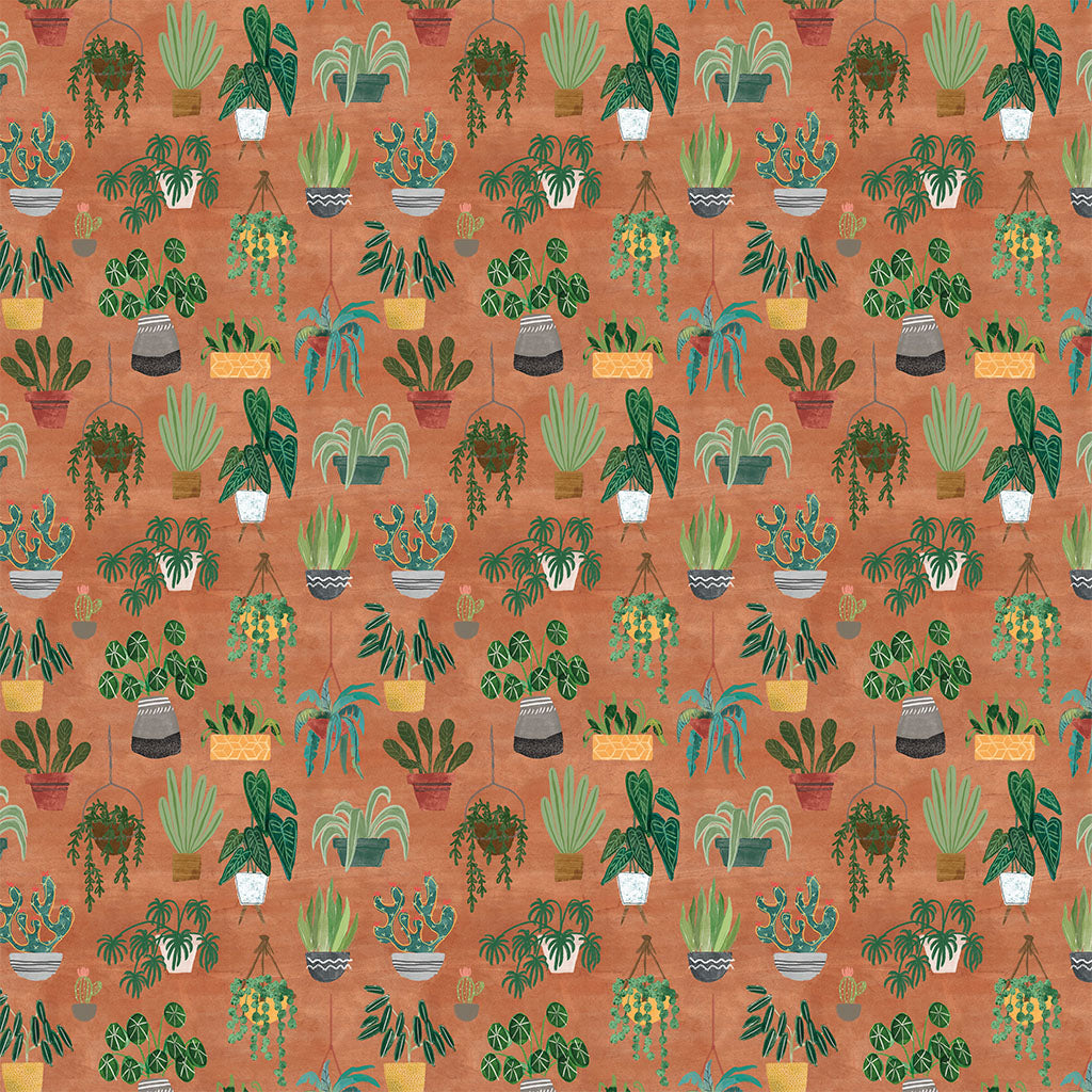 Homebodies Digital Plants Rust Y4668-71 by Mary Urban for Clothworks Fabrics (sold in 25cm increments)