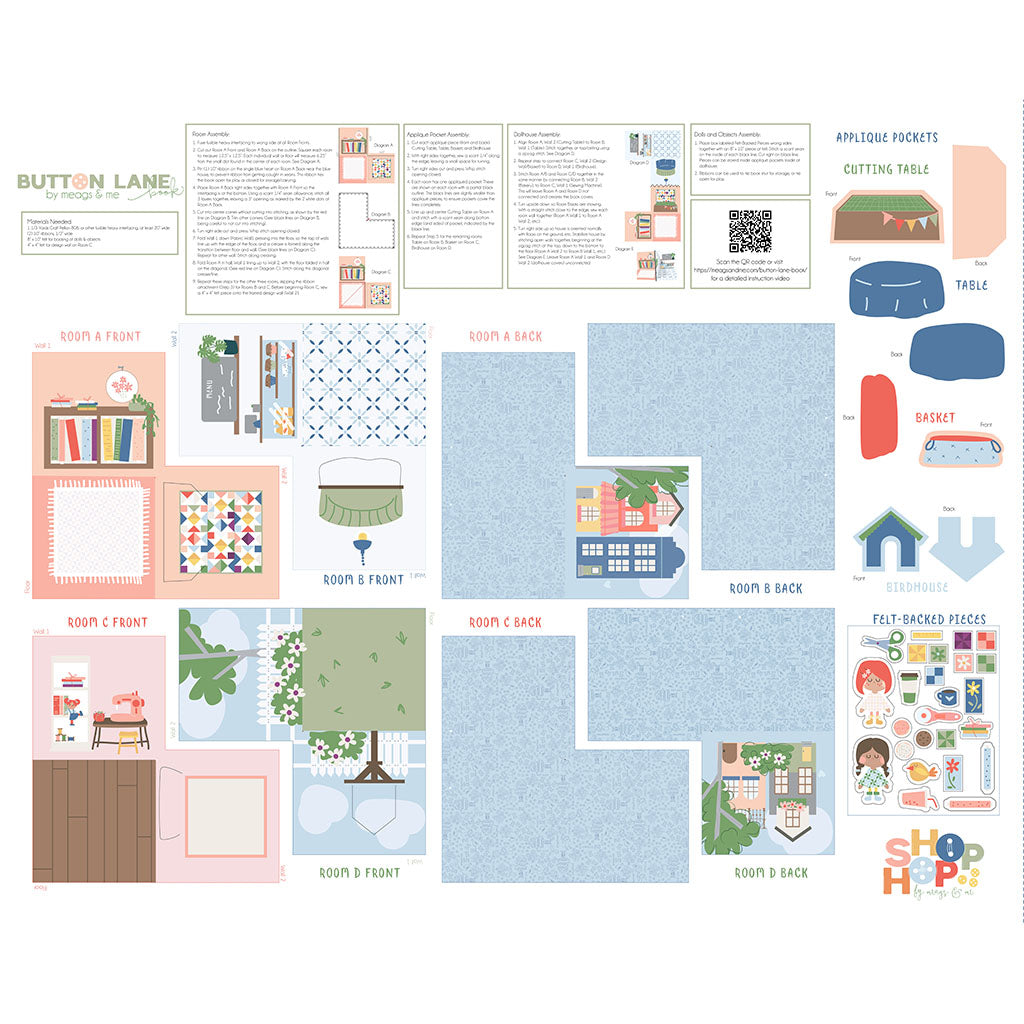 Shop Hop Button Lane Soft Book Panel by Meags and Me for Clothworks Fabrics