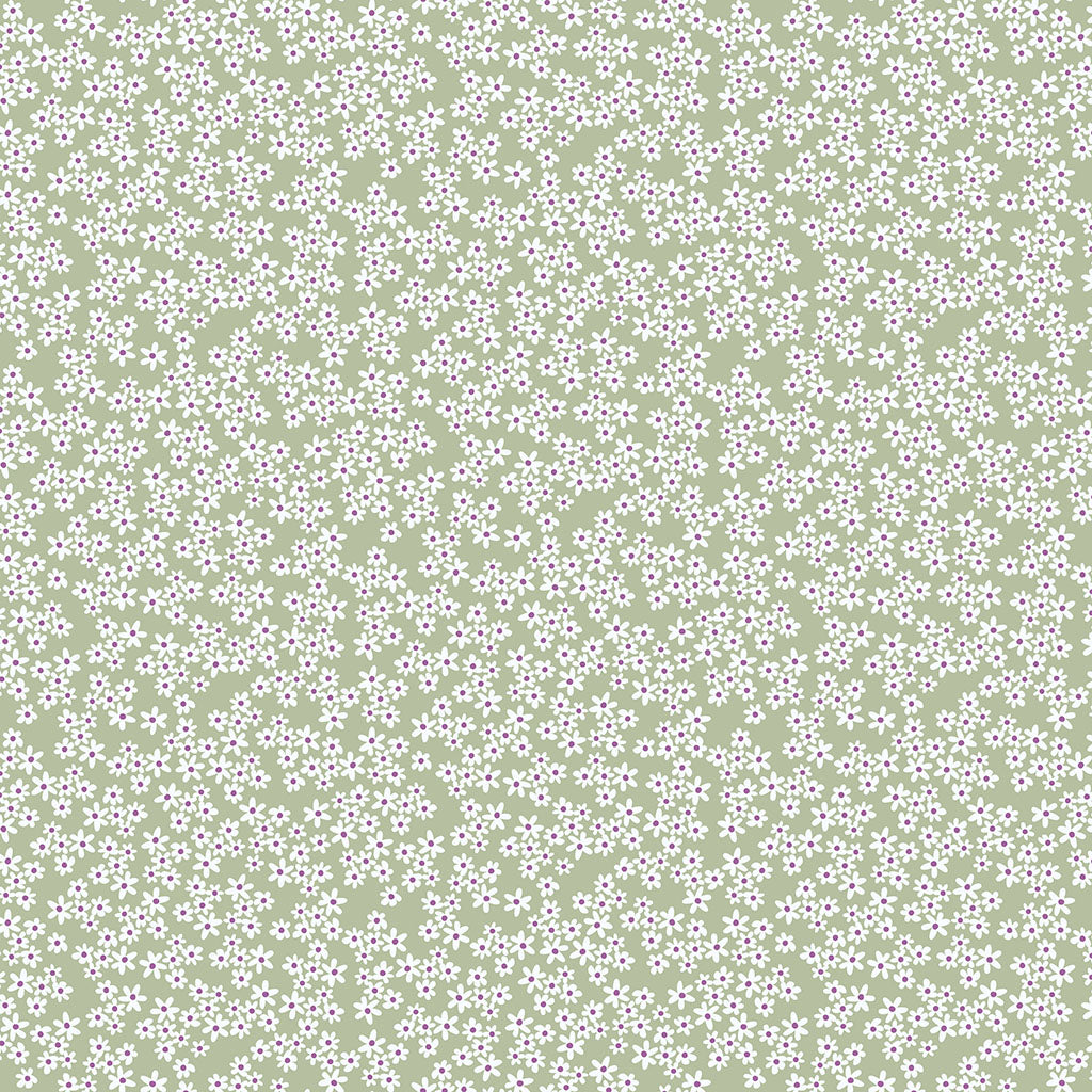 Shop Hop Flowers Olive Y4800-24 by Meags and Me for Clothworks Fabrics (sold in 25cm increments)