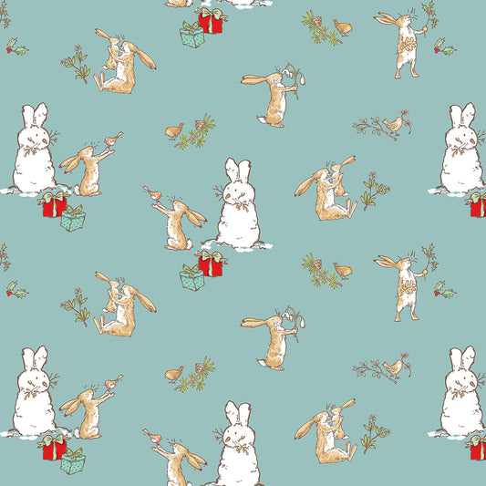 Guess How Much I Love You Scenes Teal Y4819-104 by Sam McBratney & Anita Jeram for Clothworks Fabrics (sold in 25cm increments)