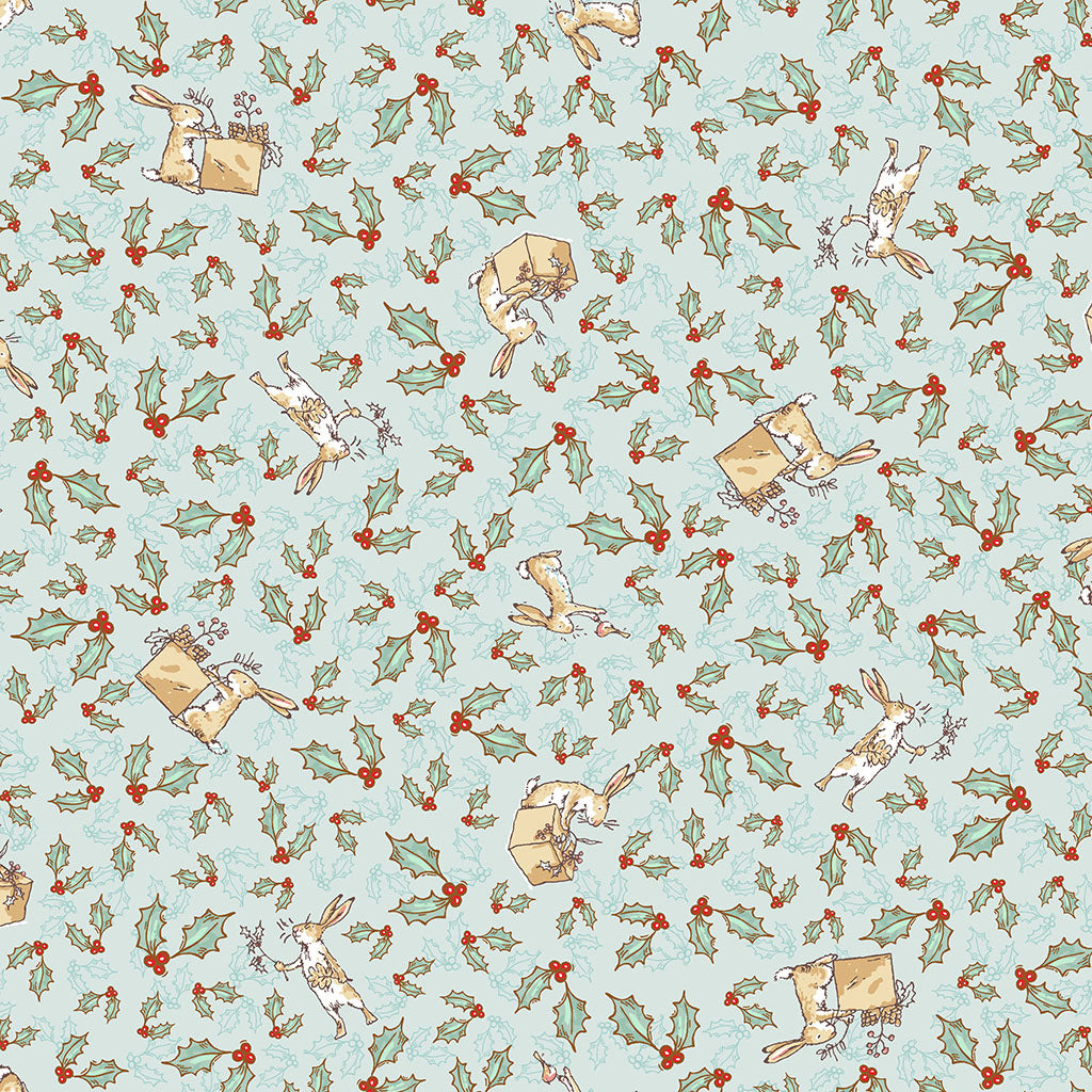 Guess How Much I Love You Tossed Bunnies Teal Y4820-103 by Sam McBratney & Anita Jeram for Clothworks Fabrics (sold in 25cm increments)