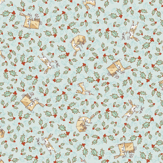 Guess How Much I Love You Tossed Bunnies Teal Y4820-103 by Sam McBratney & Anita Jeram for Clothworks Fabrics (sold in 25cm increments)