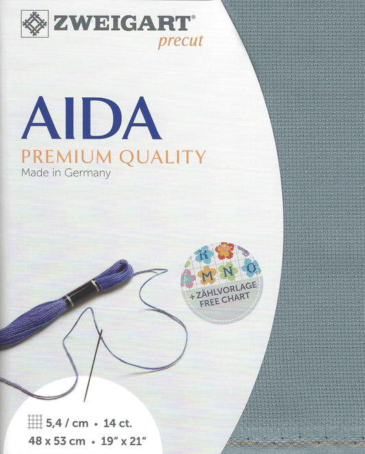 Zweigart AIDA 14Ct Misty Blue Pre-cut