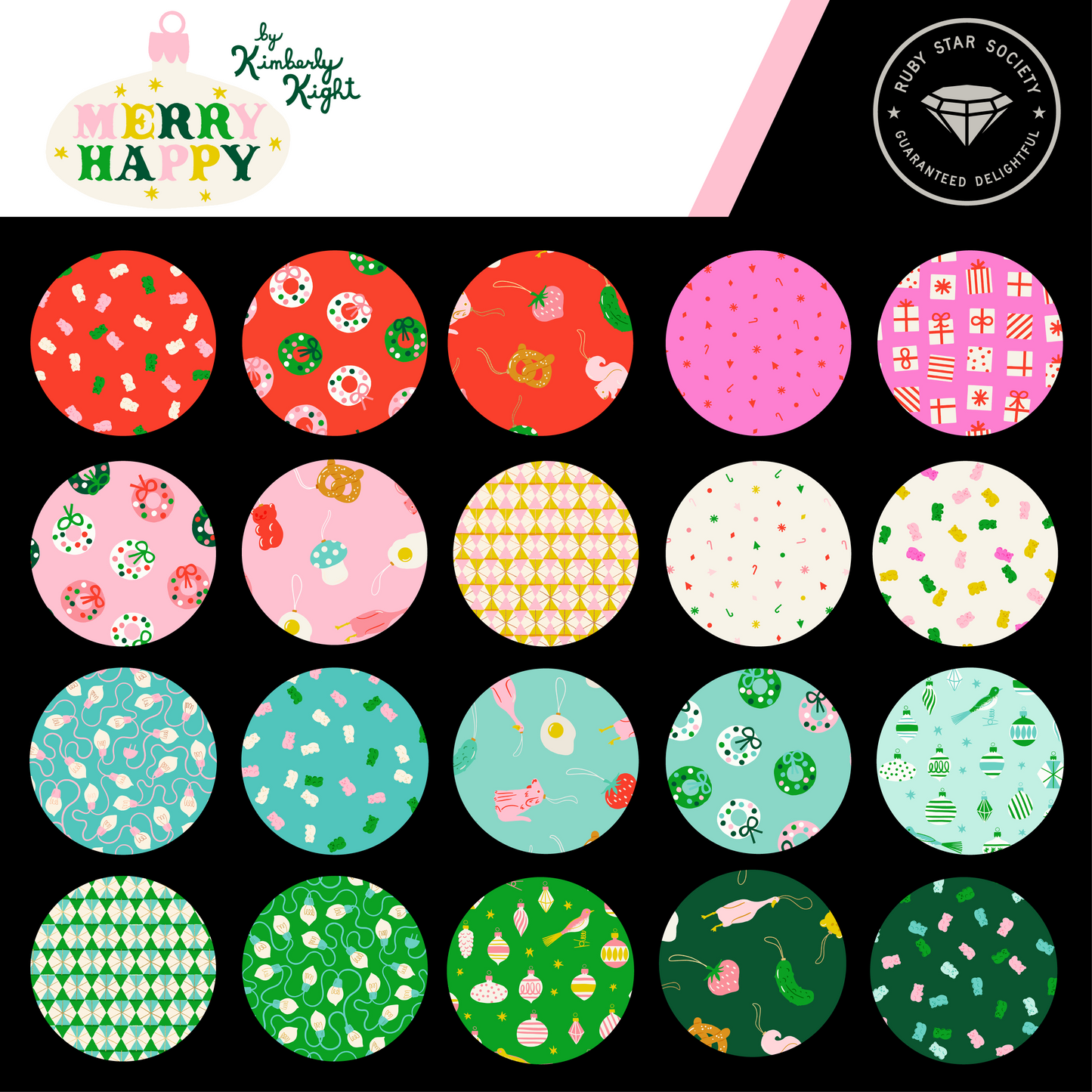 Merry Happy Find The Pickle Frost RS309714 by Kimberly Kight for Ruby Star Society (sold in 25cm increments)