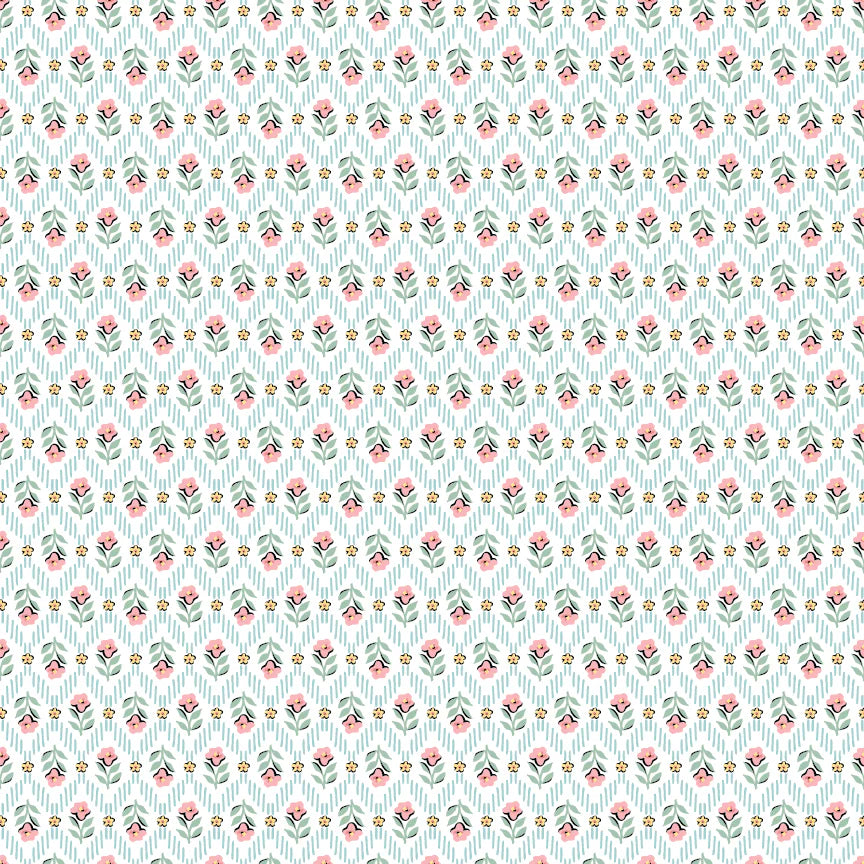 Granny's Sewing Room Attic Curtains Blue GS25905 by Sheri McCulley for Poppie Cotton (sold in 25cm increments)