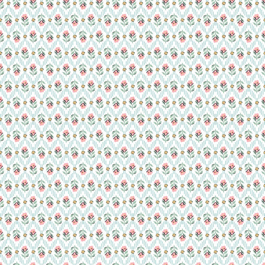 Granny's Sewing Room Attic Curtains Blue GS25905 by Sheri McCulley for Poppie Cotton (sold in 25cm increments)