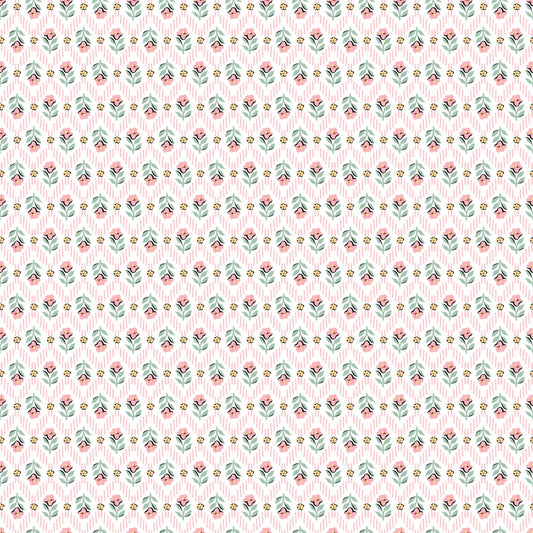 Granny's Sewing Room Attic Curtains Pink GS25906 by Sheri McCulley for Poppie Cotton (sold in 25cm increments)