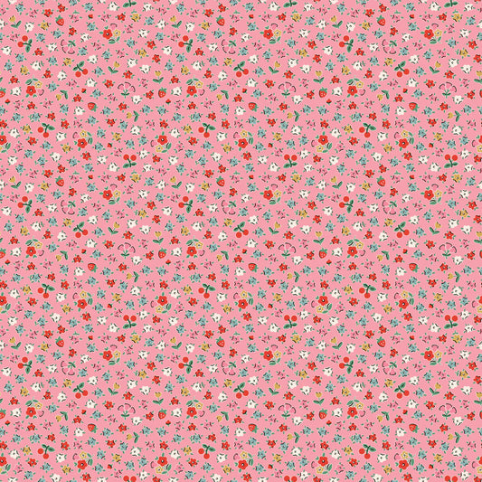 Home Sweet Home Bitty Blossoms Pink VR24468 by Elea Lutz for Poppie Cotton (sold in 25cm increments)