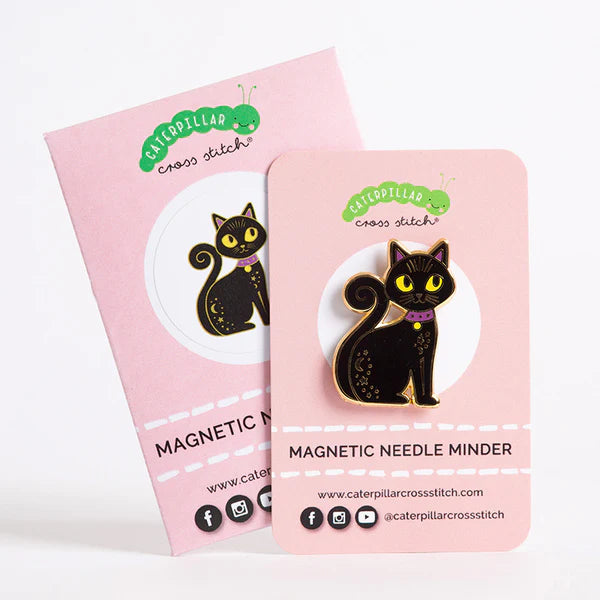 Black Cat Magnetic Needle Minder by Caterpillar Cross Stitch