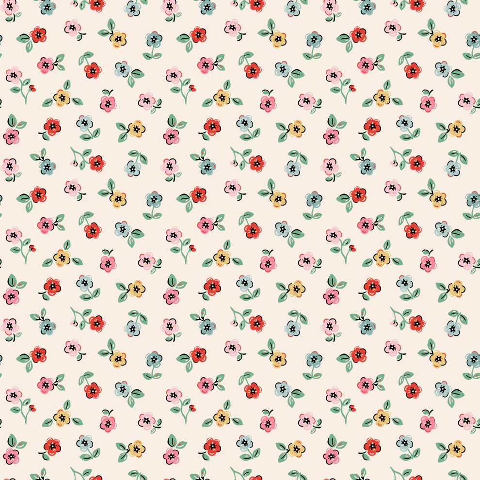 Home Sweet Home Cheery Florals Cream VR24466 by Elea Lutz for Poppie Cotton (sold in 25cm increments)