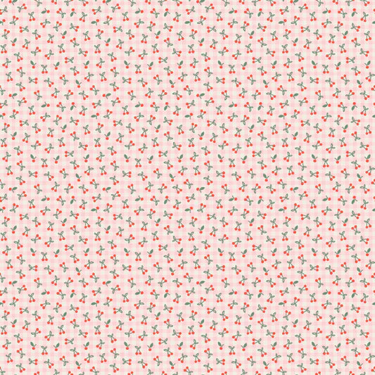 Farmhouse Fancy Cherry Pie Pink FH25968 by Elea Lutz for Poppie Cotton (sold in 25cm increments)