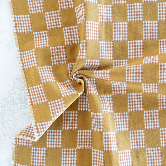 Check Mate Olive Checkers by Fableism Supply Co (sold in 25cm increments)