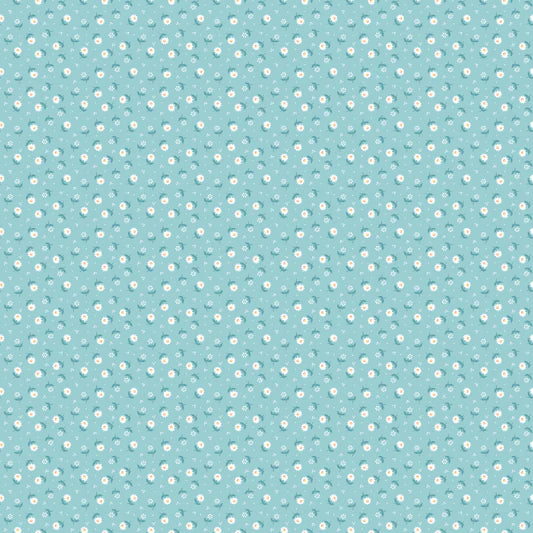 Granny's Sewing Room Daisy May Blue GS25911 by Sheri McCulley for Poppie Cotton (sold in 25cm increments)