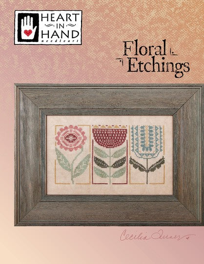 Floral Etchings Cross Stitch Pattern Heart in Hand