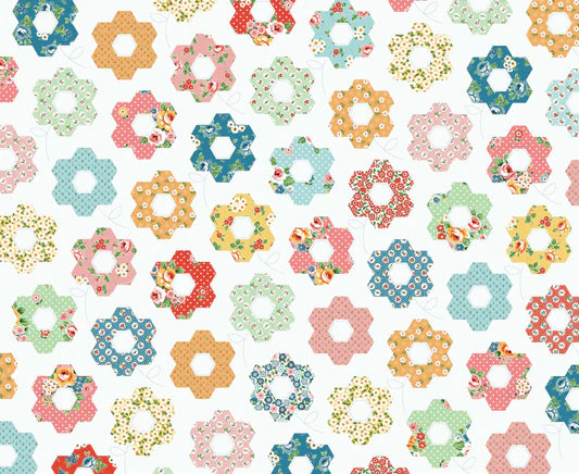 Flower Market Grandmothers Garden Quilt Panel FM25423 by Elea Lutz for Poppie Cotton (sold in 25cm increments)