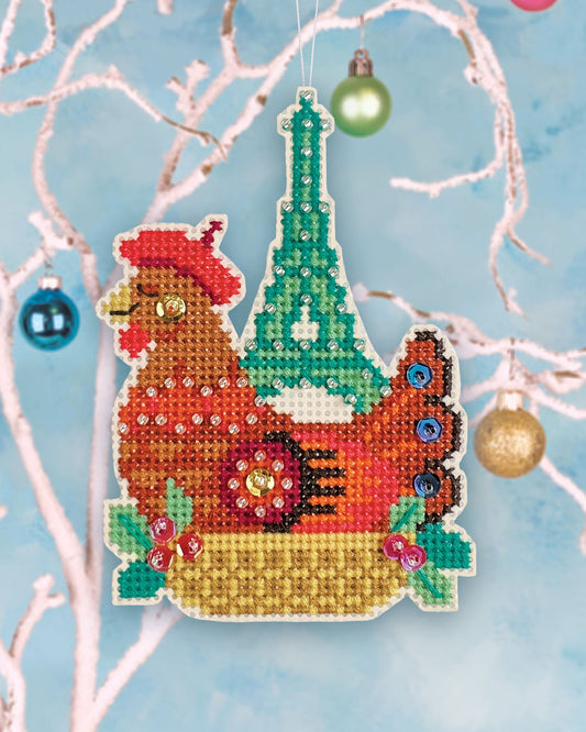French Hen Cross Stitch Kit by Satsuma Street