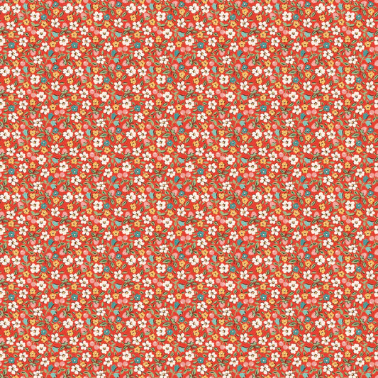 Farmhouse Fancy Fruit Salad Red FH25965 by Elea Lutz for Poppie Cotton (sold in 25cm increments)