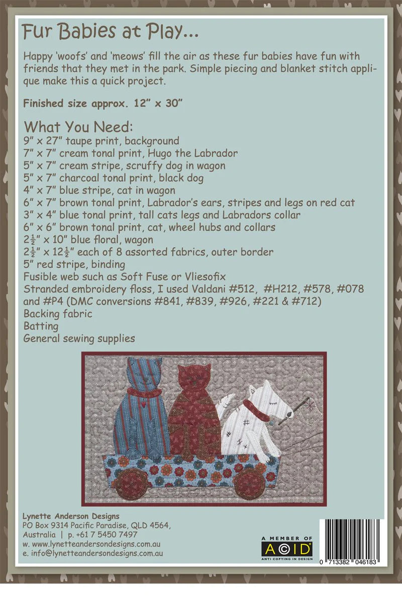 Fur Babies at Play Table Runner Pattern by Lynette Anderson