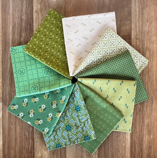 Gentler Times Greens Fat Quarter Bundle by Lori Holt of Bee in my Bonnet for Riley Blake Designs
