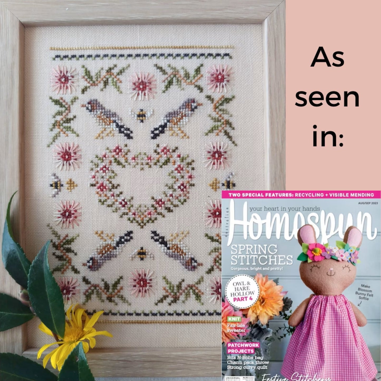 Hakea Heart Cross Stitch pattern Mojo Stitches